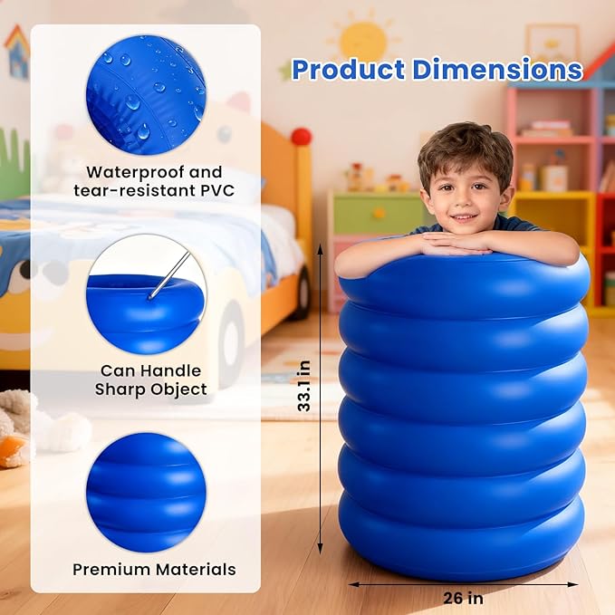 Barrel Roll Sensory Chair for Kids, 2025 Reinforced Calming Vestibular Toy with Deep Pressure, Durable Inflatable Sensory Pod for Autism, ADHD, Perfect for Classroom or Home Use