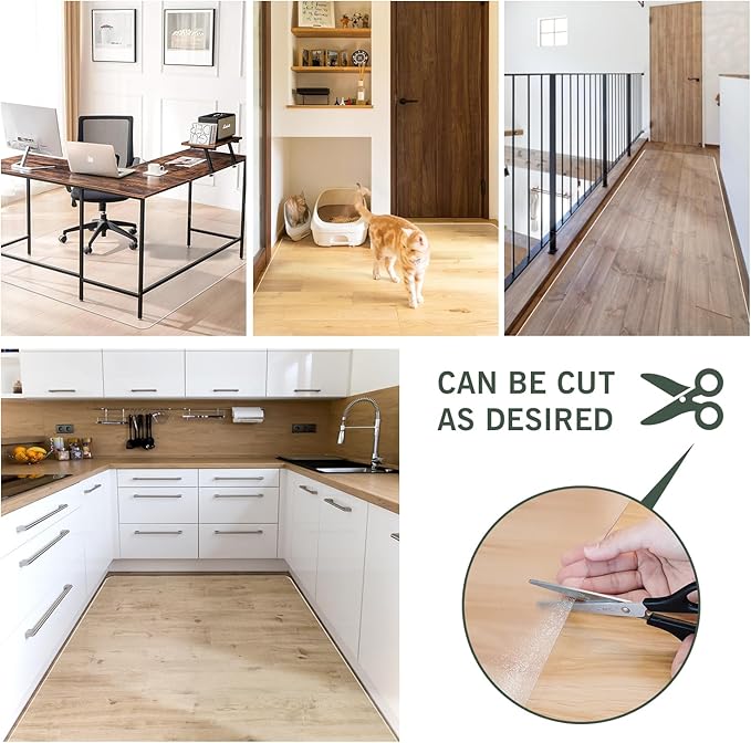 tixpol Chair Mat for Hard Floors, tixpol 60"x75" Office Chair Mat for Hardwood Floor, Non-Slip Plastic Floor Mat for Chairs, Vinyl Hard Floor Protector Under Desk Mat for Home Office, Play Mat (Clear)