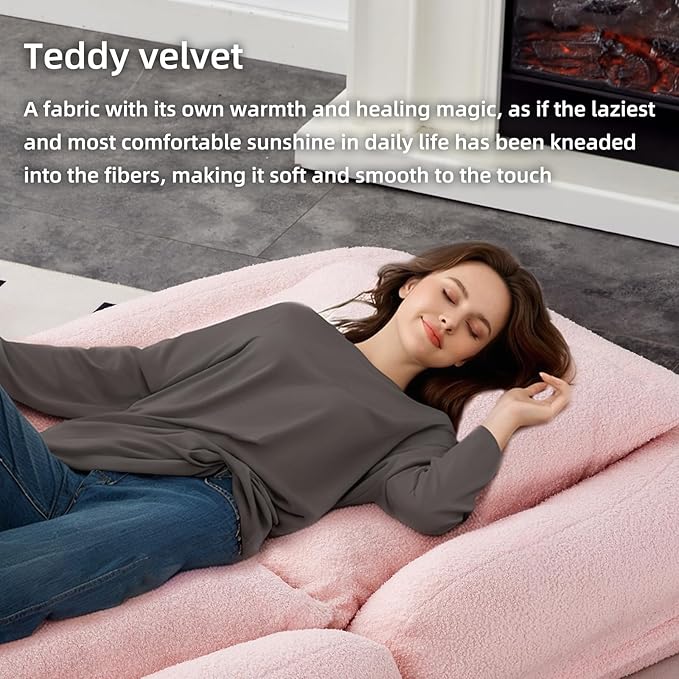 Comfortable Pink Folding Sofa Chair - Features 5 Adjustable Positions for Relaxation, Gaming, and Meditation Bliss!