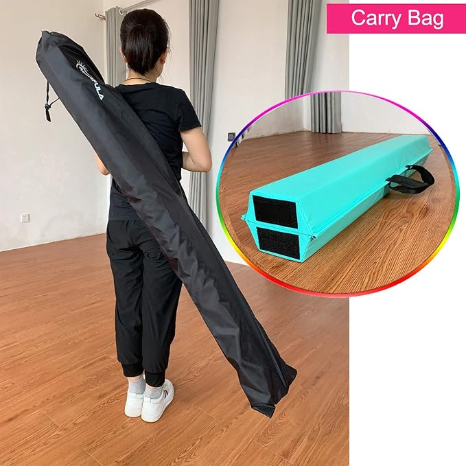 MARFULA Balance Beam - Folding Floor Gymnastics Equipment for Kids, Non Slip Base - 6 FT to 10 FT for Home Gym Use