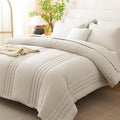 CozyLux Oversized King Comforter Set - 7 Pieces Bed in a Bag Beige Comforter Set with Sheets Luxury Bed Set All Seasons, Soft Bedding Set with Down Alternative Comforter, Sheets, Pillowcases & Shams
