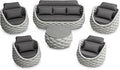 Erotr 6 Pieces Rope Patio Furniture Set: Aluminum Outdoor Couch Set Cushioned - Assembled Conversation Sofa Set Modern - Metal Porch Seating for 7 Person - All Weather for Deck Garden Poolside Hotel