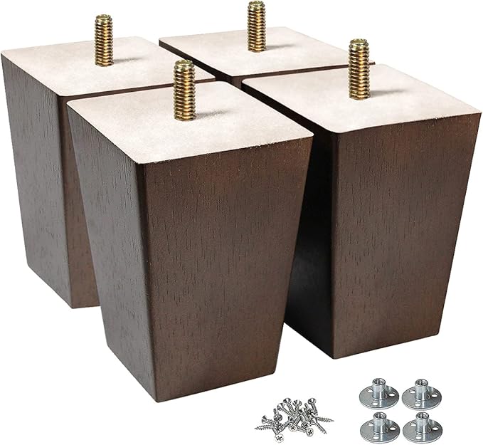 AORYVIC Wood Legs for Furniture 4 inch Sofa Legs Square Bed Legs Pack of 4