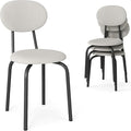 Stackable Dining Chairs Set of 4, Stackable Waiting Room Chairs, Stacking Kitchen Chairs with Upholstered Back and Seat with Dense Foam Cushions, Steel Frame with 400 Lb. Capacity, Beige