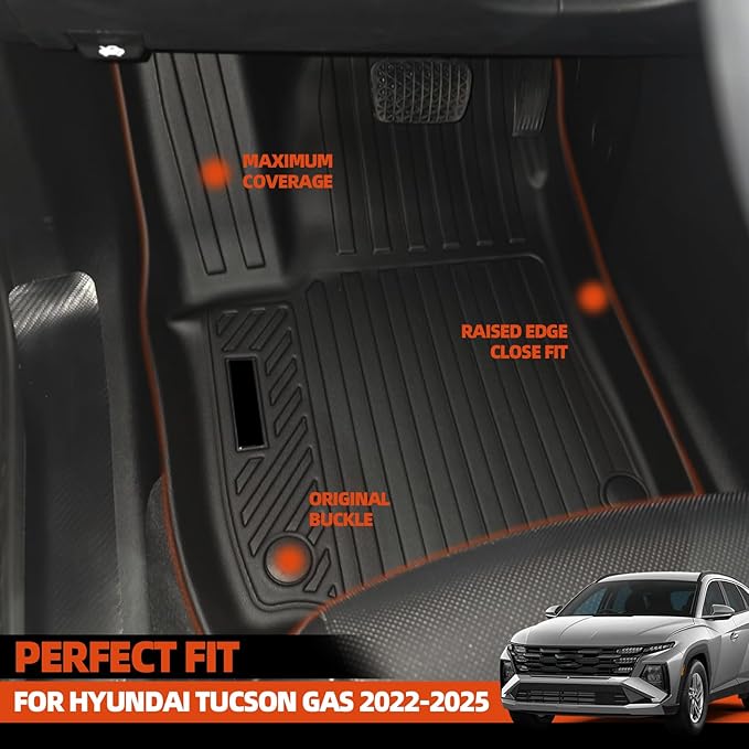 All Weather Floor Mats for Hyundai Tucson Gas(Not for Hybrid) 2022-2025 2026 Floor Mats & Trunk Mat with Backrest Mat for Hyundai Tucson Accessories Guard Odorless Anti-Slip Floor Liner