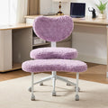 Cross Legged Office Chair with Wheels–360°Swivel Meditation Chair, Adjustable Height Yoga Office Chair for Adults, Ergonomic Kneeling Chair with Back Support for ADHD, Faux Fur, Violet
