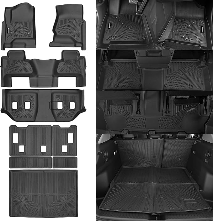 Naibeve Floor Mats for 2015-2020 Chevrolet Suburban/GMC Yukon XL 7 Seats Bucket Seats - All Weather for Chevy Suburban/GMC Yukon XL Floor Mats Trunk Mat & 3rd Row Backrest mats Accessories
