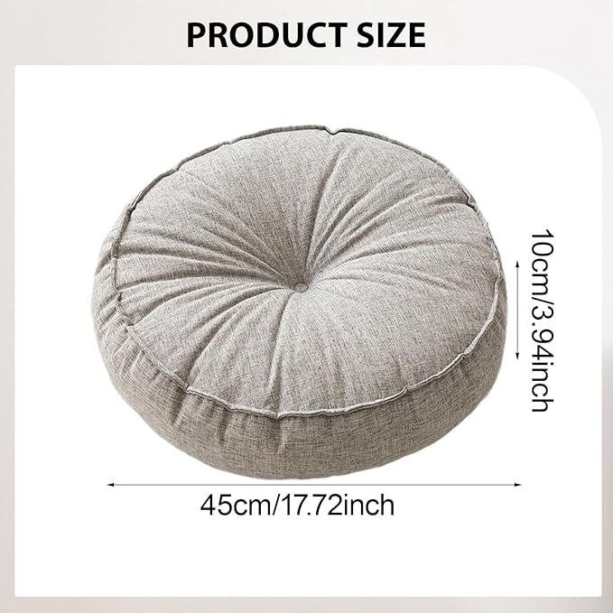 KiBcsLic Round Floor Pillow, Meditation Floor Pillow, Circle Small Seating Cushion for Sitting Sofa Bed Office, Light Gray