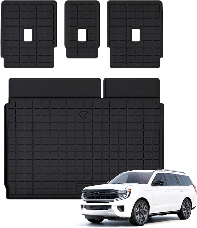 Cargo Mat for 2025 Ford Expedition MAX 7/8 Seats (Only Fit Max) & Backrest Mat,TPE All Weather Protection Car Trunk Mat Covering The Backrest Mat with Velcro Fastener Accessories