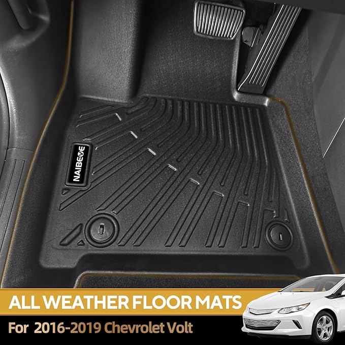 Naibeve Floor Mats for 2016-2019 Chevrolet Volt—All Weather for Chevrolet Volt Floor Mats Cargo Mat Waterproof Interior Accessories