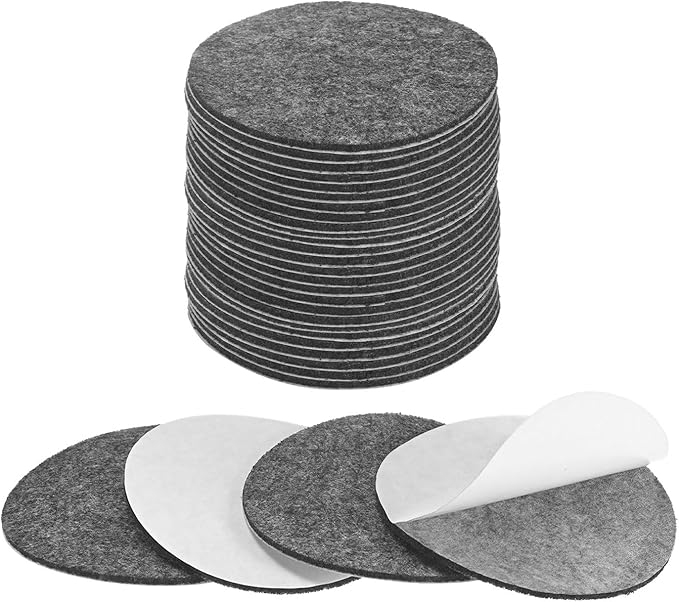 30-Pack Lamp Base Felt, 3 Inch Dia. 2mm Thick Self Adhesive Round Fabric Felt Pads for Lamp/Furniture/DIY, Non-Slip Fiber Backed Patch Circles with Adhesive Backing [Grey]