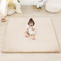 PAPAMAT 1.3" Thick Baby Floor Play Mat 50x50, Basic Padded Foam Mat for Tummy Time Crawling, Non Slip Cushioned for Babies Toddlers Infants Kids (Beige)