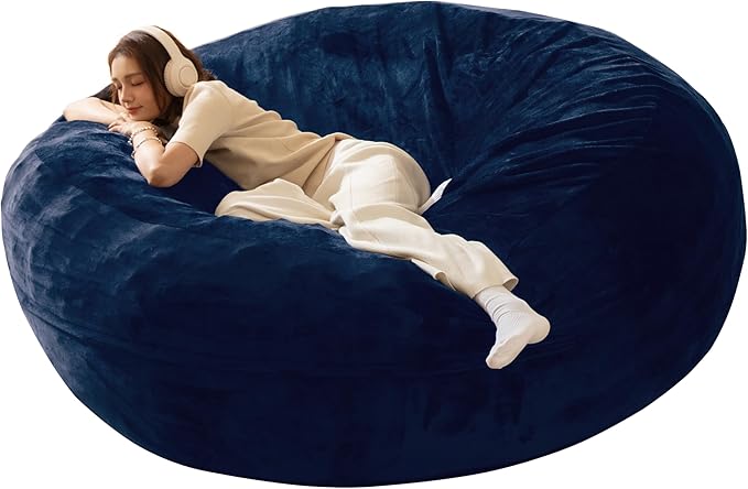 Bean Bag Chair for Adults, Floor Bean Bags Offers Ample Space for Adults,Memory Foam Giant Bean Bags,Lounger Versatile Design Suits Any Room,Movie Nights,Reading(Blue,6FT)