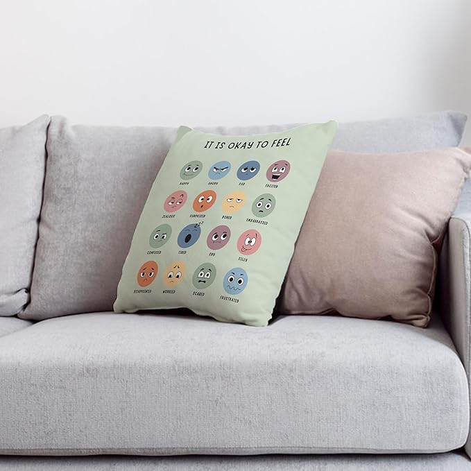 Nogrit Counseling Office Must Haves Pillow Cover, Calming Corner, Mental Health Pillowcase Decor for Home Kids,Mental Health Counselor Gifts, Calming Corner Pillow Covers 24x24 Green