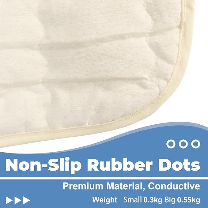 Grounding Mat for Bed 35"x50",Grounding Sheets Anti-Slip Mat, Grounding Blanket Soft Cotton & Silver Fiber, Grounded Mat for Enhance Sleep, Stress Relief (Cream)