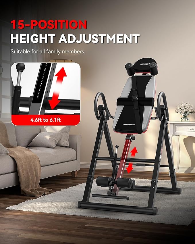 HARISON Heavy Duty Inversion Table for Back Pain Relief 350 LBS Capacity with 3D Memory Foam, Back Inversion Table with 180 Degree Full Inversion