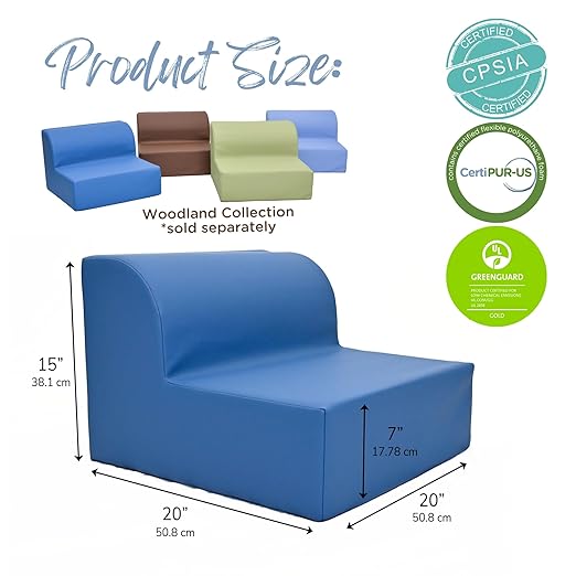 Children's Factory Library Lounger, Flexible Seating Classroom Furniture, Comfy Kids Chairs, Deep Water Blue, Single Lounger