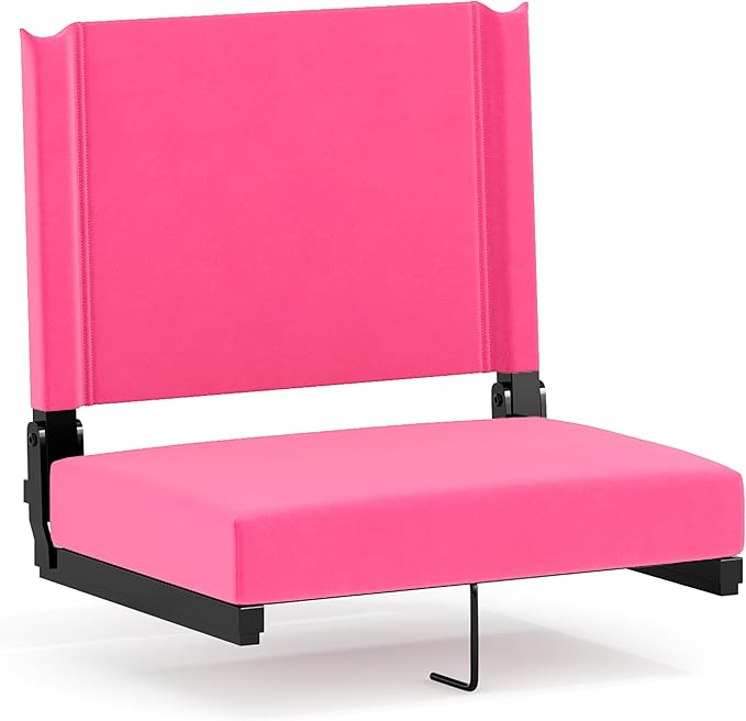 Flash Furniture Grandstand Portable Stadium Seat for Bleachers or Benches, Folding Padded Stadium Chair with Carrying Handle, 500 lb. Weight Capacity, Pink