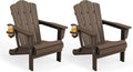 KINGYES Folding Adirondack Chair Set of 2, HDPE All-Weather Folding Adirondack Chair, Coffee