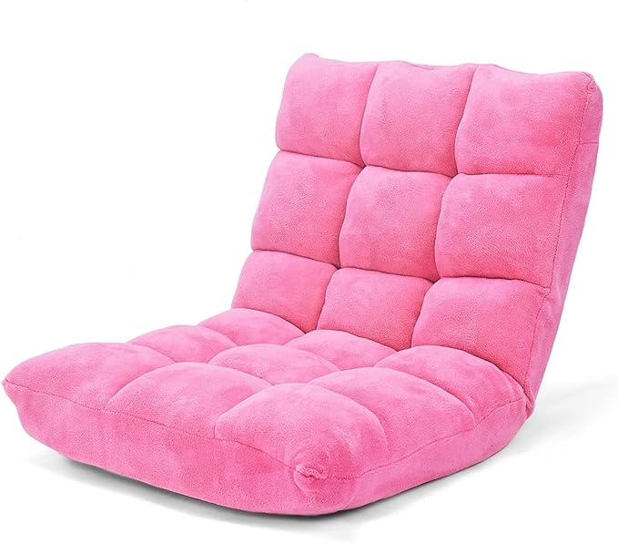 KOMFOTT 14-Position Adjustable Palace Lounger with Back Support - Gaming Chair, Meditation Lounger, Living Room Pink