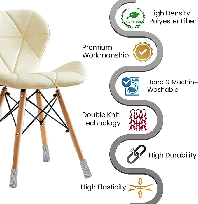 24 Pcs Grey Premium Chair Leg Socks Protectors for Hardwood Floors - Do not Easily Fall Off - Very Easy to Put on - Fits All Leg Shapes - High Elastic Bar Stool Leg Covers - Furniture Pads