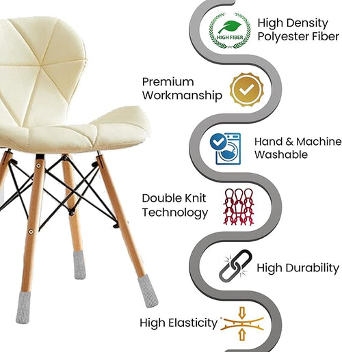 24 Pcs Grey Premium Chair Leg Socks Protectors for Hardwood Floors - Do not Easily Fall Off - Very Easy to Put on - Fits All Leg Shapes - High Elastic Bar Stool Leg Covers - Furniture Pads