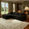 105’’ L-Shape Modular Sectional Sofa with Chaise, Convertible Cloud Couch, Corduroy Fabric & High-Density Memory Foam, No Assembly Required for Living Room (Black, Left Facing Chaise)