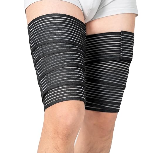 Zuscot 2 Pcs Hamstring & Thigh Compression Wraps, Adjustable Thigh Compression Braces, Quad Support for Men and Women, Versatile Compression Bandages for Knee, Calf, Arm