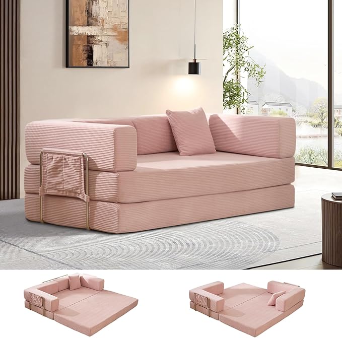 Multi-functionalcorduroy Sofa Bed, Crafted from Corduroy Fabric, is Ideal for Apartments and Living Rooms. Sleeper Sofa Couch Folding futon or Foldable Floor Convertible Floor Studio | Multi-functional