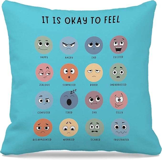 Nogrit Counseling Office Must Haves Pink Pillow Cover, Calming Corner, Mental Health Pillowcase Decor for Home Kids,Mental Health Counselor Gifts, Calming Corner Pillow Covers 18x18 Cyan