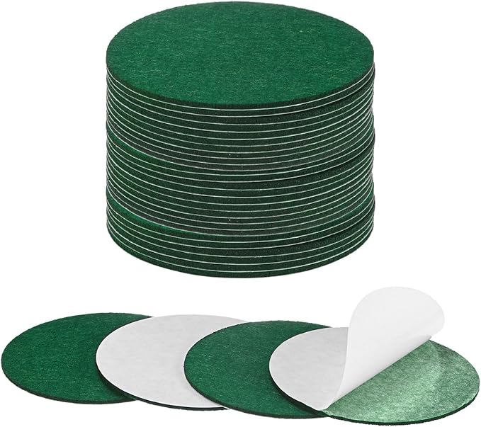 30-Pack Lamp Base Felt, 4 Inch Dia. 2mm Thick Self Adhesive Round Fabric Felt Pads for Lamp/Furniture/DIY, Non-Slip Fiber Backed Patch Circles with Adhesive Backing [Green]