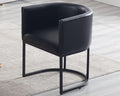 VESCASA Faux Leather Upholstered Dining Chair with Barrel Back, Modern Padded Restaurant Chair with Black Metal Frame for Kitchen, Dining Room, 1 Piece, Black