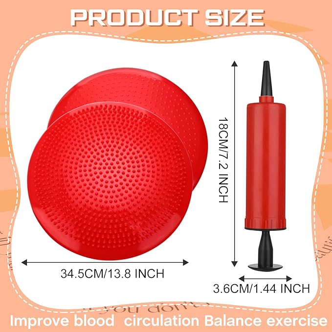 Amylove 6 Pcs Wiggle Seat Inflated Wobble Cushion for Sensory Kid 13 Inch Balance Disc Kids Flexible Seating Exercise Sensory Pad Chair Cushion for Classroom Office School