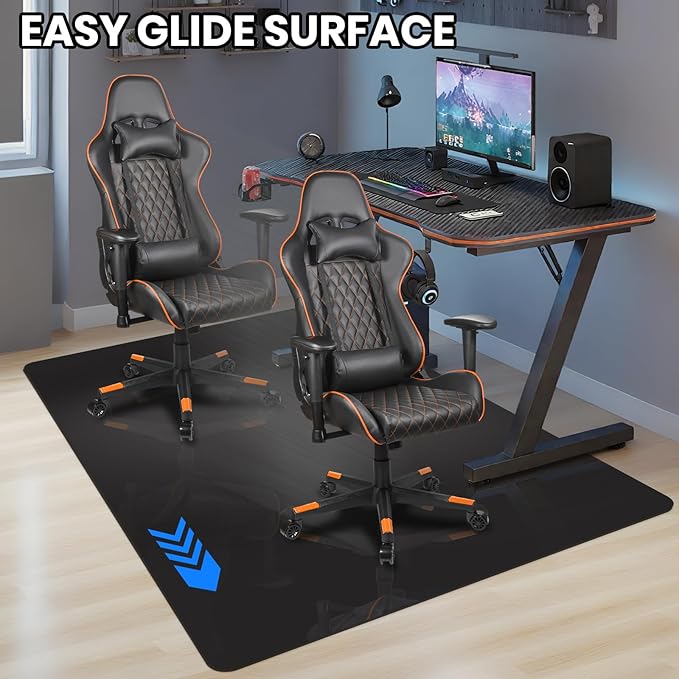 Black Office Chair Mat for Hardwood Floor, 36 x 48 Inch Computer Desk Chair Mat, Plastic Floor Protectors for Chairs, Heavy Duty Wood Tile Floor Mats for Home Laundry Dining Area
