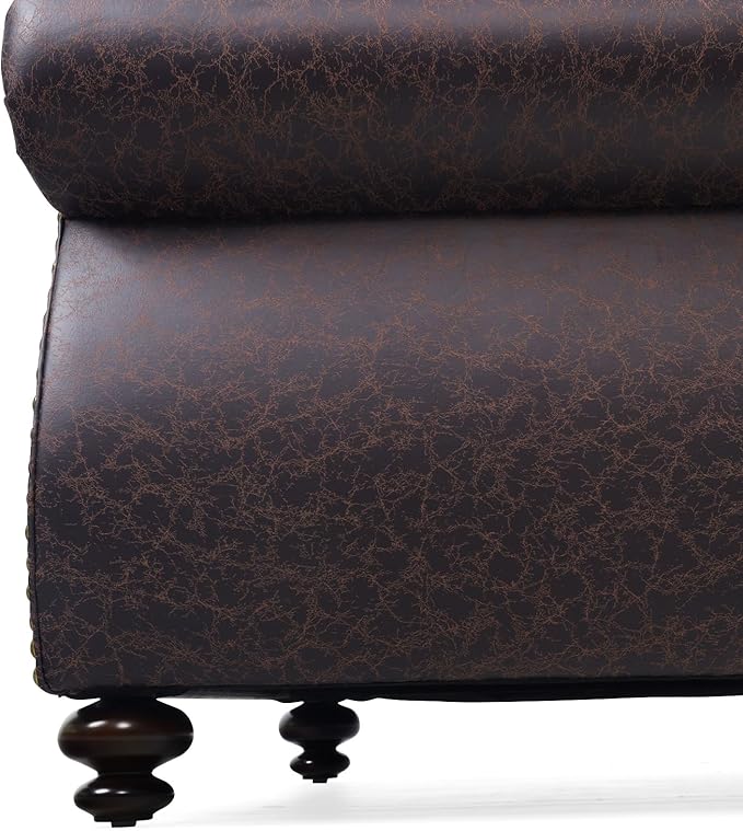 Couchus Living Room Furniture Sets,Sofa Sets and Couch Sets for Living Room,Mid-Century Vintage Sofa Couches with Rivet Design (Brown, Single+Loveseat)