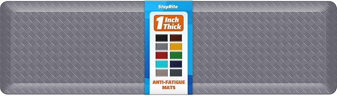 StepRite 1” Thick Kitchen Mats for Floor, Anti Fatigue Kitchen Rugs, Non-Slip,Heavy Duty Waterproof Kitchen Rug, Standing Desk Mat, Gifts for Friends, Family, Home, Kitchen, Office (72" x 20", Grey)