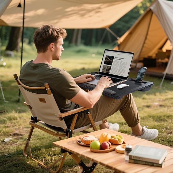 Laptop Desk for Bed, Lap Desk with Cushion, Laptop Stand for Bed, Fits up to 17.3” Laptop, Tablet and Phone Holder with Cellphone Stand (Black)