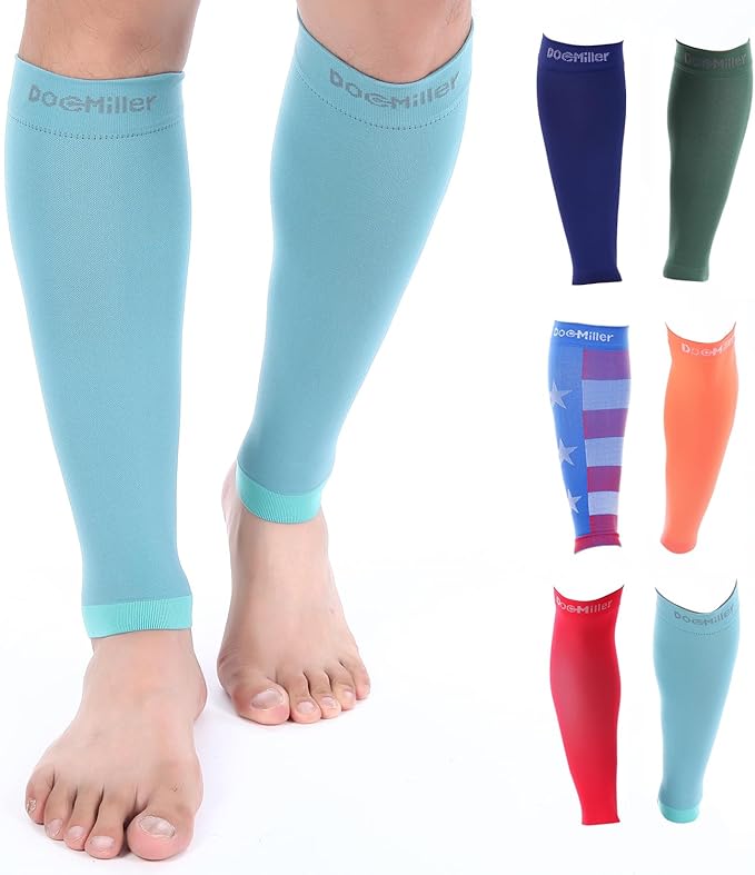 Doc Miller Compression Calf Sleeve for Men & Women – 20-30mmHg Graduated Support for Running, Shin Splints, Calf Strain – Knee High, Small to 6XL Plus Size