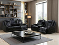 Toseslo Power Recliner Sofa and Loveseat Set, Black Leather Reclining Sofa Sectional Couches with Drop-Down Table, Living Room Furniture, Reclining Sofa with Cup Holders/Storage Console for House