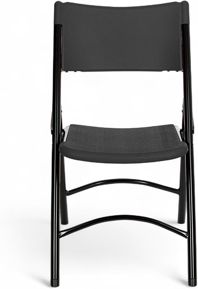 OEF Furnishings OEF600 Series High Back Folding Chairs, Blow-Molded Polyethylene Commercial-Grade Seating for Indoor and Outdoor Use, 500 lb Weight Capacity, 4-Pack (Black)