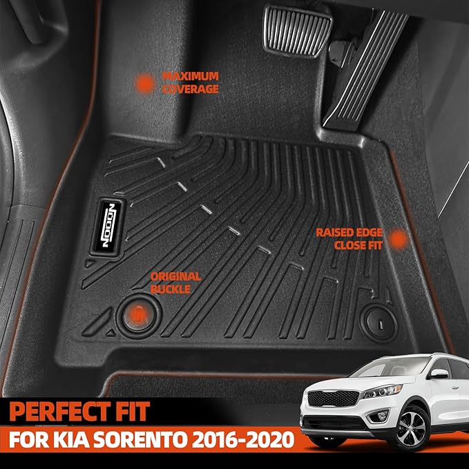 All Weather Floor Mats Fit for Kia Sorento 2016-2020 3rd Row Floor Mats & Trunk Mat with Backrest Mat Replacement for Kia Sorento Accessories All Season Odorless Anti-Slip Floor Liner