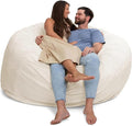 Ultimate Sack 6000 6-Foot Bean Bag Chair, Ivory Fur Cover – Oversized Foam Lounger, Floor Seat, Small Sofa, or Couch Bed for Living Area, Gaming Room, or Reading Lounge