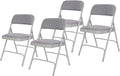 OEF Furnishings OEF2200 Series Heavy-Duty Premium Fabric Padded Upholstery Double-Hinged Folding Chairs (4-Pack, Slate Gray)