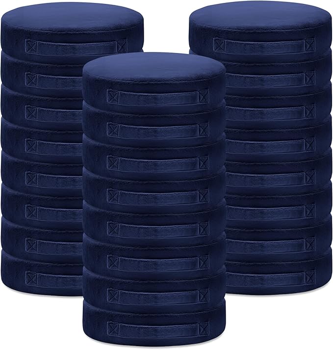 24 Pcs Round Floor Cushions for Kids, 15'' Plush Flexible Seating Pillows with Handles, Soft Chair Seats for Classroom Elementary Daycare Preschool Playroom Reading Corner Navy Blue