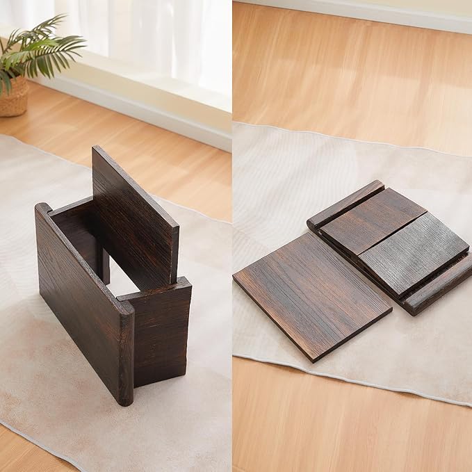 Folding Altar Table, Japanese Low Table for Sitting on the Floor, Wooden Meditation Table, Tea & Coffee Table, Brown, 26.7'x13.6'x11'