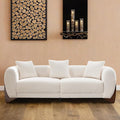 87" Sherpa Boucle 3 Seater Sofa Modern Cloud Couch with Solid Wood Legs, 25in Extra Deep Seat, Comfy Thick Cushion Upholstered Sofa Couches with 3 Pillows for Living Room, White