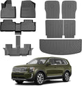 Mixsuper Floor Mats & Cargo Liner for Kia Telluride 2020-2025 7&8 Seats,All Weather TPE Floor Liner Trunk Cargo mat with Backrest Protectors,Full Set Car Mats for Telluride Accessories,Black