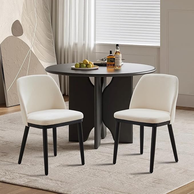 ElfinAura Dining Chair Set of 6, Modern Upholstered Kitchen Chair, Dining Room Chair with Wooden Legs, Accent Chair for Kitchen, Dining Room, Living Room, Beige