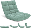 DREAMADE Folding Floor Chair w/Back Support, 14-Position Adjustable Lazy Sofa Chair w/Coral Velvet Fabric & Alloy Steel Frame, Portable Meditation Chair for Reading, Gaming,Sleeping (Green)