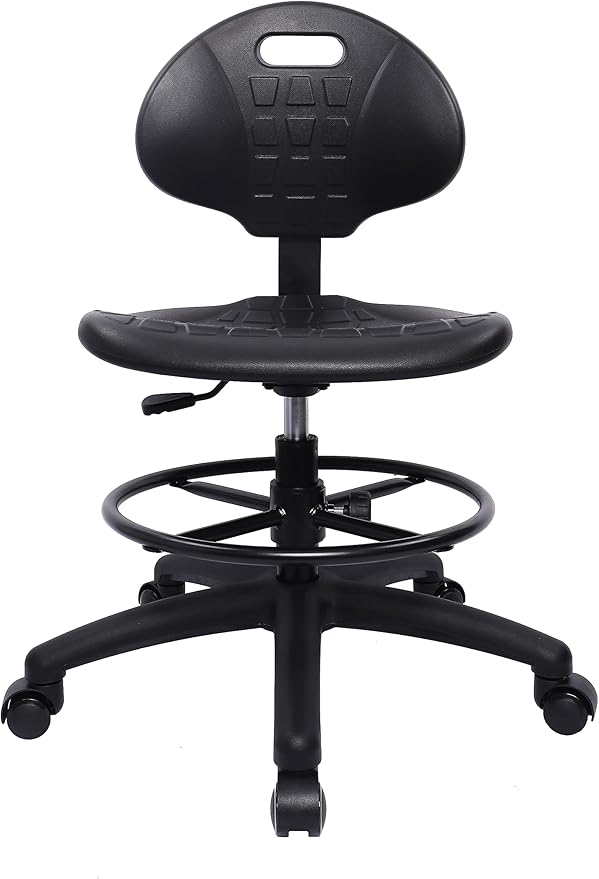 TAKE UR SEAT® Polyurethane Drafting Lab Stool Chair, 18" Adjustable Footring, 8" Adjustable Height, 450 lbs seat Capacity, Heavy Duty, Shipped Within 24 Hours Med. Bench Height (Self-Braking Caster)